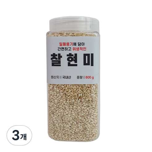 대한농산 통에담은 찰현미, 800g, 3개