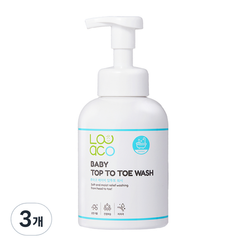루아코 베이비 탑투토워시, 500ml, 3개