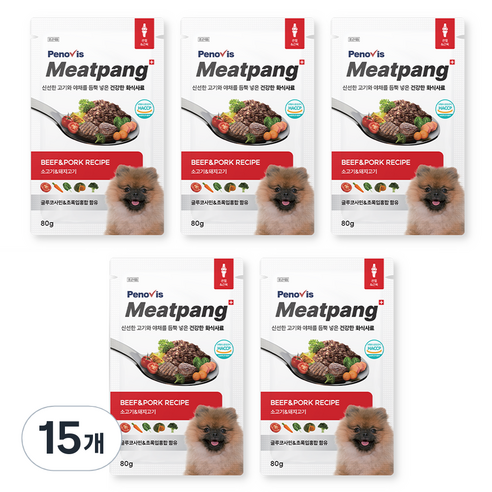 페노비스 강아지 미트팡 화식사료 관절 근육, 소, 80g, 15개