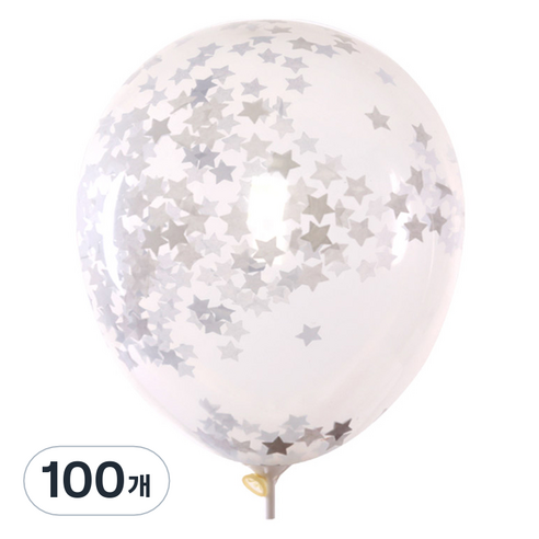 컨페티풍선 30cm, 별 화이트, 100개