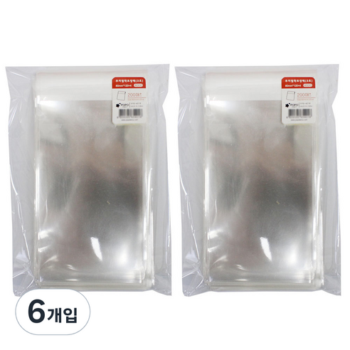포포팬시 무지 접착 OPP 포장팩 3호 200p, 투명, 6개입