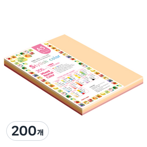 종이문화 SN 스타일리쉬 노멀 두꺼운 혼합색지 205g 08 Red Tone, 200개, A5