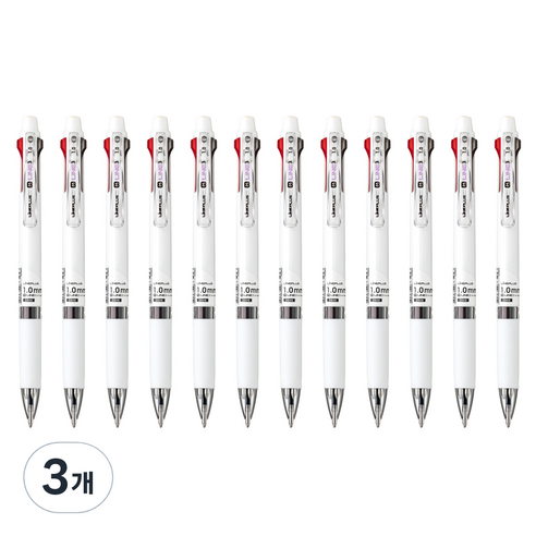 라인플러스 M3 3색볼펜 1.0mm 12p, 화이트, 3개
