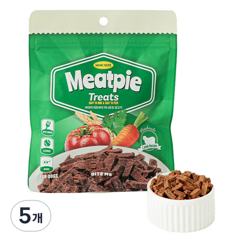 바잇미 강아지 미트파이 노즈워크 초미니 트릿, 60g, 5개, 양고기