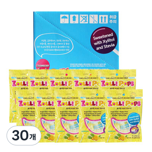 졸리팝 무설탕 막대사탕 파인애플맛, 40g, 30개