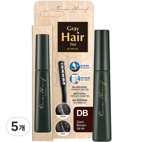 동성제약 오마샤리프 헤어 틴트 마스카라 15ml, 진한 갈색, 5개