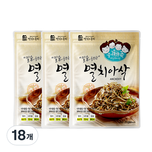 맛있는풍경 칼슘이 풍부한 멸치아삭, 20g, 18개