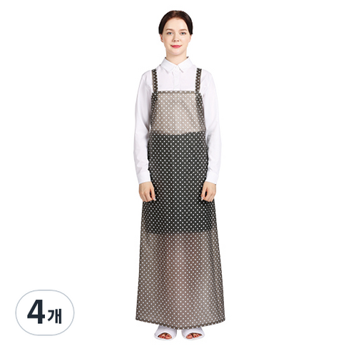 웰프런 반투명 우레탄 유니도트 방수 앞치마 대, 블랙, 4개