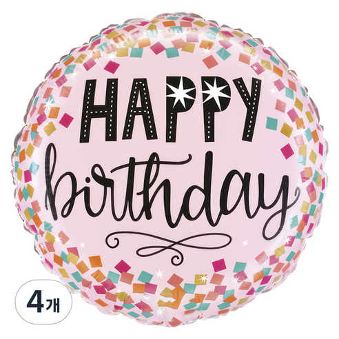 그라보벌룬 은박풍선, 핑크컨페티생일, 4개