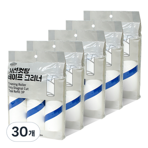 초강력 사선컷팅 테이프크리너 리필, 30개, 혼합색상