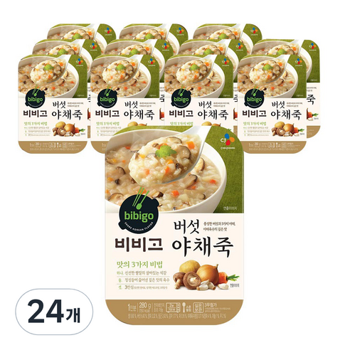 비비고 버섯야채죽, 280g, 24개
