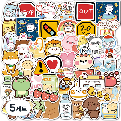리빙홈디테일 캐리어 노트북 여행 방수 스티커 50p 세트, 타입S, 5세트