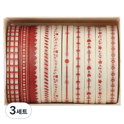 셀링뉴 아트스핀 울타리 다꾸 마스킹 종이 테이프 10종 세트 5mm x 2m, 사랑, 3세트