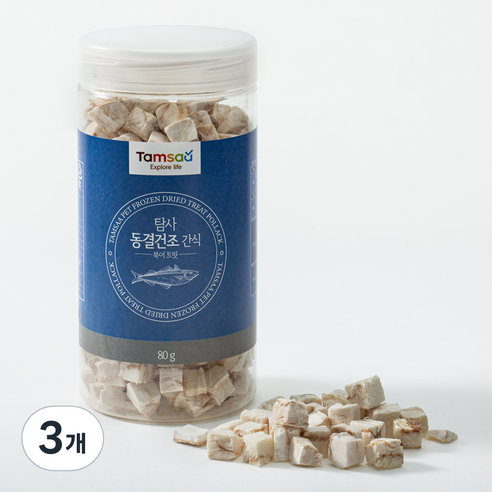 탐사 국내산 반려동물 동결건조 간식, 북어트릿, 80g, 3개