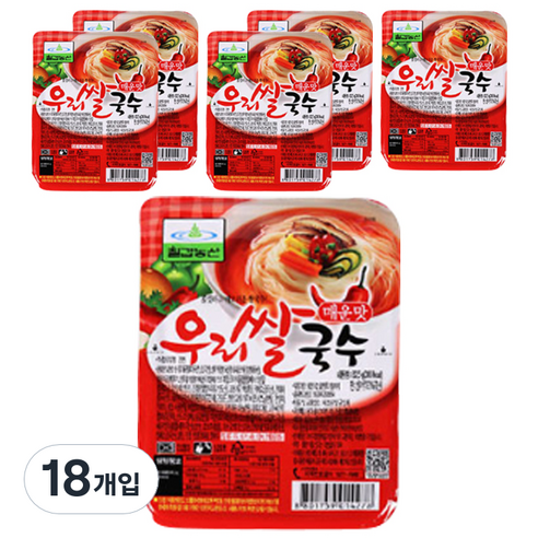 칠갑농산 우리쌀국수 매운맛, 82.5g, 18개입