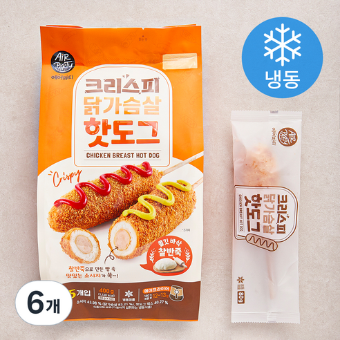 크리스피 닭가슴살 핫도그 (냉동), 80g, 5개입, 6개