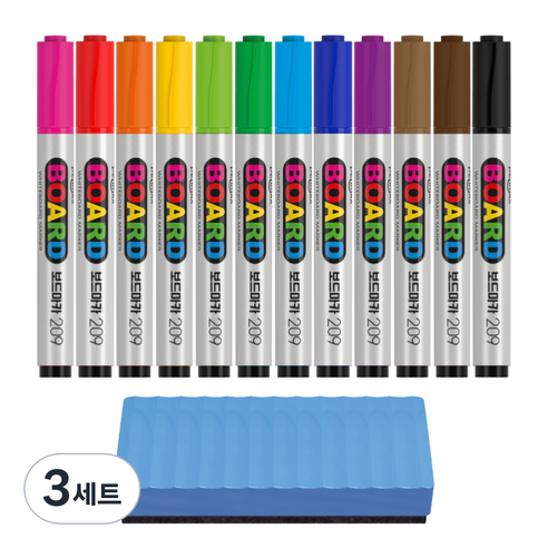 펜맥스 보드마카 209 12색 + 지우개, 혼합색상, 3세트
