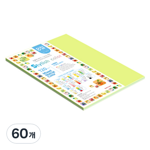 종이문화 스타일리쉬 얇은 혼합색지 120g 05 SN Green Tone, 8절, 60개