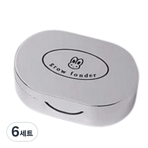 특별한상점 크롬 렌즈통 콘택트렌즈케이스 + 렌즈집게 세트, 실버 래빗, 6세트