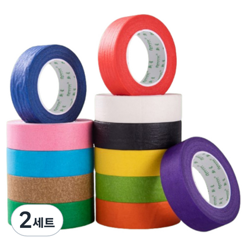 엘로템즈 디자인 종이 마스킹 테이프 12종 세트 10mm x 13m, 혼합색상, 2세트