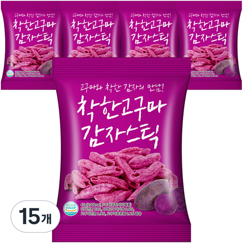 에이스엠앤티 착한 고구마 감자스틱, 45g, 15개