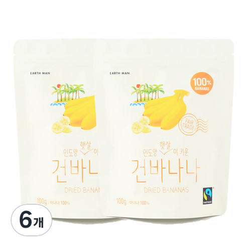 어스맨 인도양 무설탕 건바나나, 100g, 6개