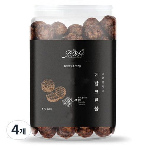 강아지 덴탈 크린 볼 간식, 소고기, 120g, 4개