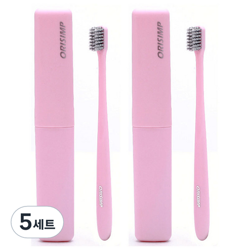 베러바이즈 휴대용 양치 칫솔 2p + 케이스 2p 세트 01 핑크, 5세트
