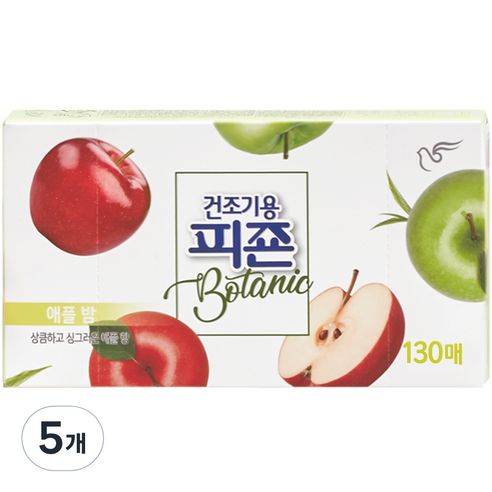 피죤 건조기용 보타닉 시트 섬유유연제 애플밤, 5개, 130매