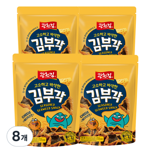 광천김 고소하고 바삭한 김부각 체다치즈맛, 50g, 8개