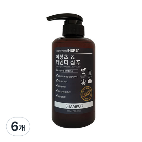 허브플러스 어성초 & 라벤더 샴푸, 500ml, 6개
