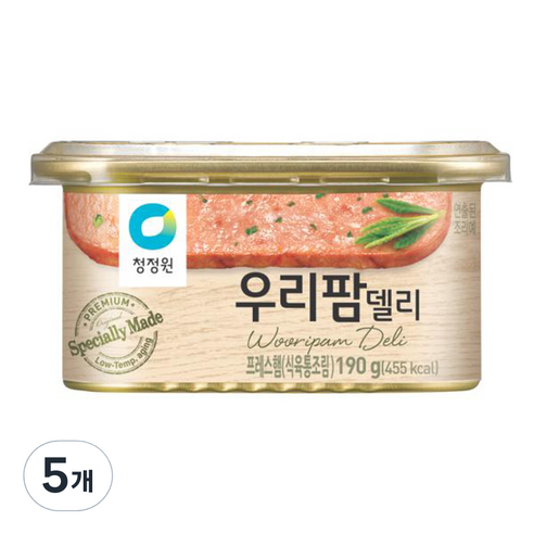 청정원 우리팜 델리 햄통조림, 190g, 5개