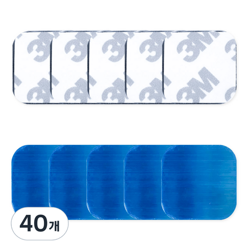 디와이엔텍 후면부착 자석 접착식 스틸 사각철판 24mm, 실버, 40개