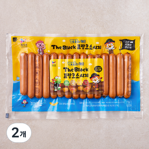 목우촌 뽀로로와 친구들 더블랙 프랑크 소시지, 320g, 2개