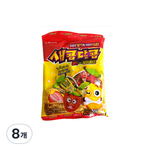 크라운 새콤달콤 딸기레모네이드 츄잉캔디, 200g, 8개