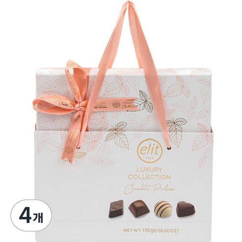 elit 럭셔리 컬렉션 초콜릿 프랄린 핑크 + 쇼핑백, 170g, 4개