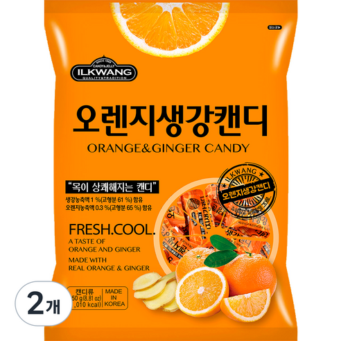 일광제과 오렌지 생강 캔디, 250g, 2개