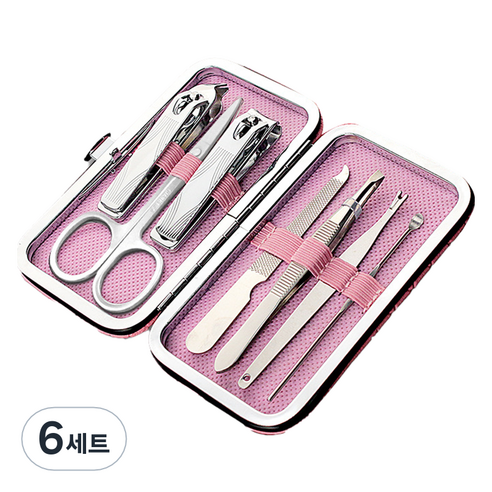 오와이규 가정용 손톱깎이 7종 세트, 핑크, 6세트