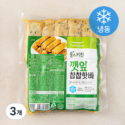 풀스키친 깻잎 찹찹핫바 10개입 (냉동), 500g, 3개