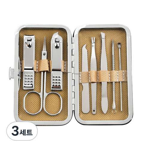 피피홈리빙 귀이개 손톱깍이 케어 8종 세트, 3세트, 브라운
