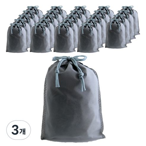 부직포 복주머니 더스트백 16 x 25 cm 25p, 그레이, 3개