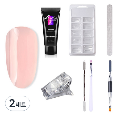 미스치어링 에스떼오뜨젠 폴리젤 세트 네일 인조 손톱 연장 재료 누드핑크, 네일 연장세트 5종, 2세트