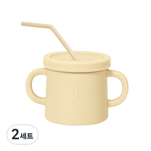 블루마마 모아컵+뚜껑+빨대 세트, 버터, 2세트