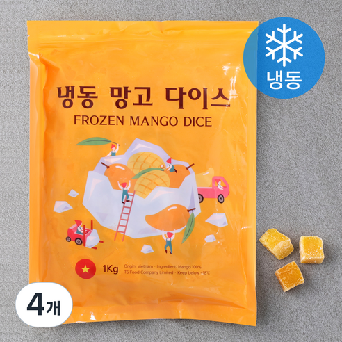 망고 다이스 (냉동), 1kg, 4개