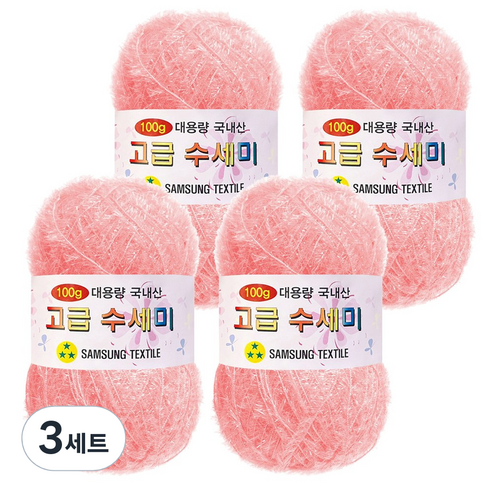 yarna 100g 대용량 고급수세미 뜨개실 4p + A인쇄도안 8종 세트, 147 소프트핑크, 3세트