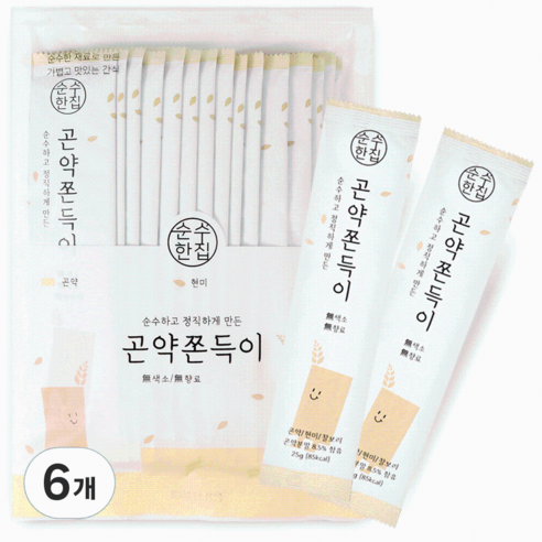 순수한집 곤약쫀드기, 375g, 6개