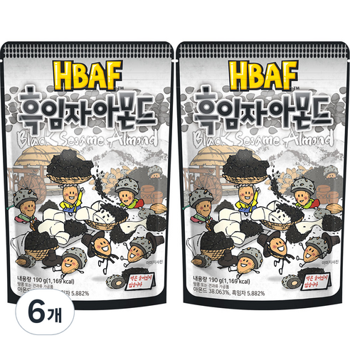 바프 흑임자 아몬드, 190g, 6개