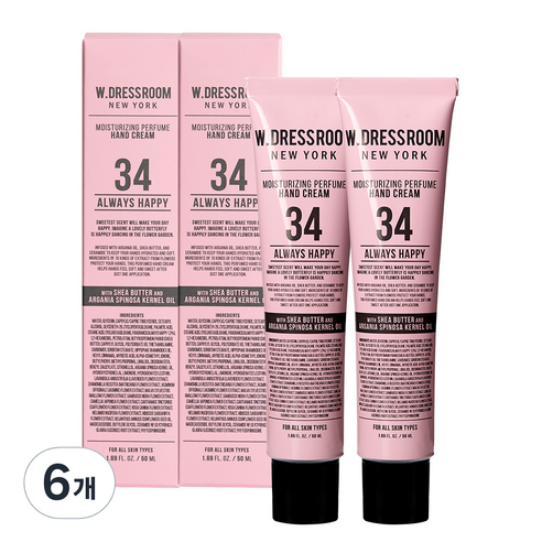 더블유드레스룸 퍼퓸 핸드크림 34 올웨이즈해피, 50ml, 6개