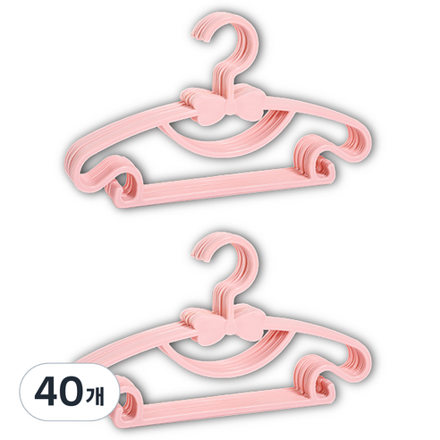 잇곰 아동용 리본 옷걸이, 핑크, 40개