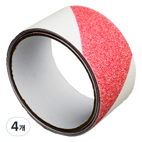PVC 미끄럼 방지 안전 테이프 적색 + 백색 폭 5cm x 길이 5m, 4개